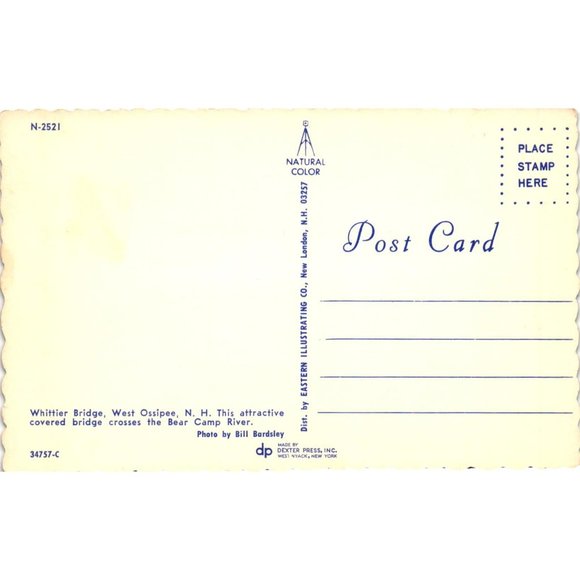 Whittier Bridge West Ossipee New Hampshire Bear Camp River Postcards Vintage - Picture 2 of 2